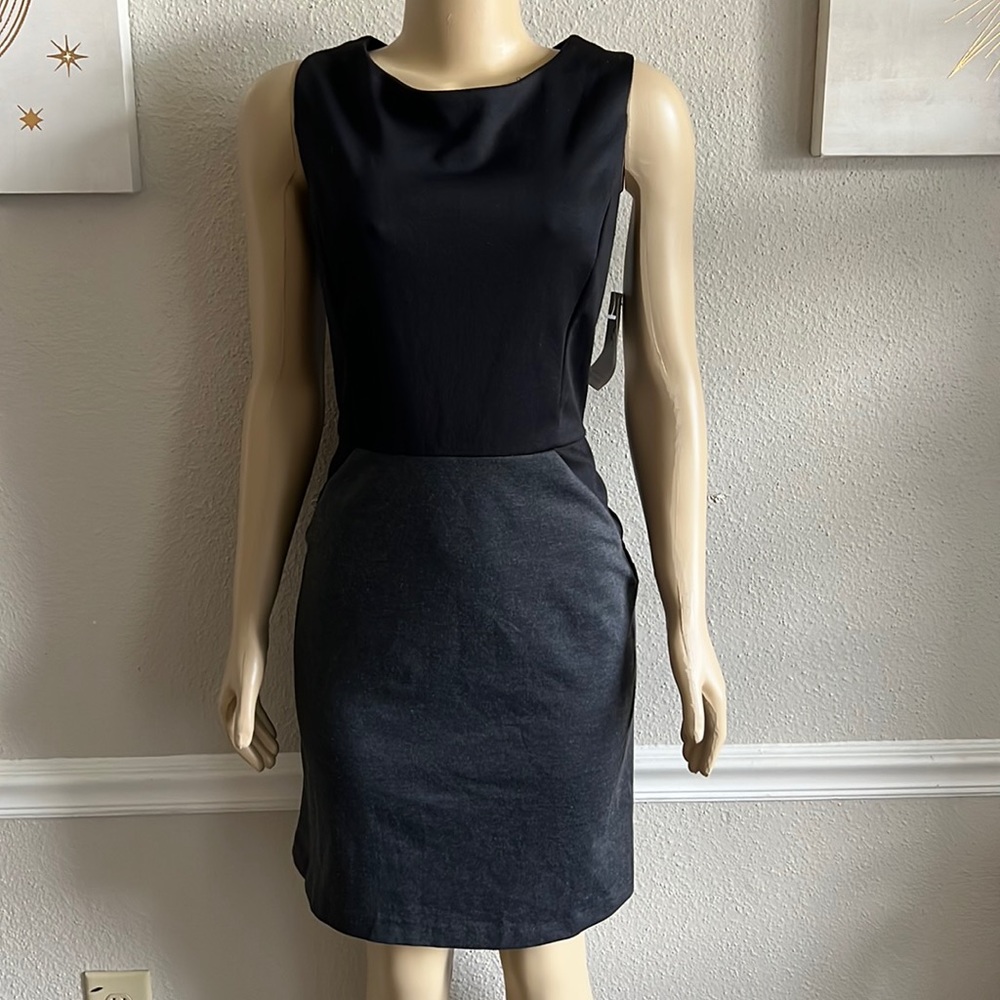 SANDRA DARREN Black Gray Midi Dress Size 14P